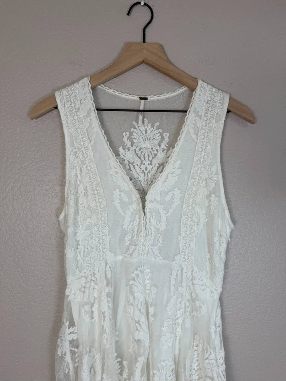 Vintage Free People Reign Over Me Lace Skater Mini Dress White size 8 $128